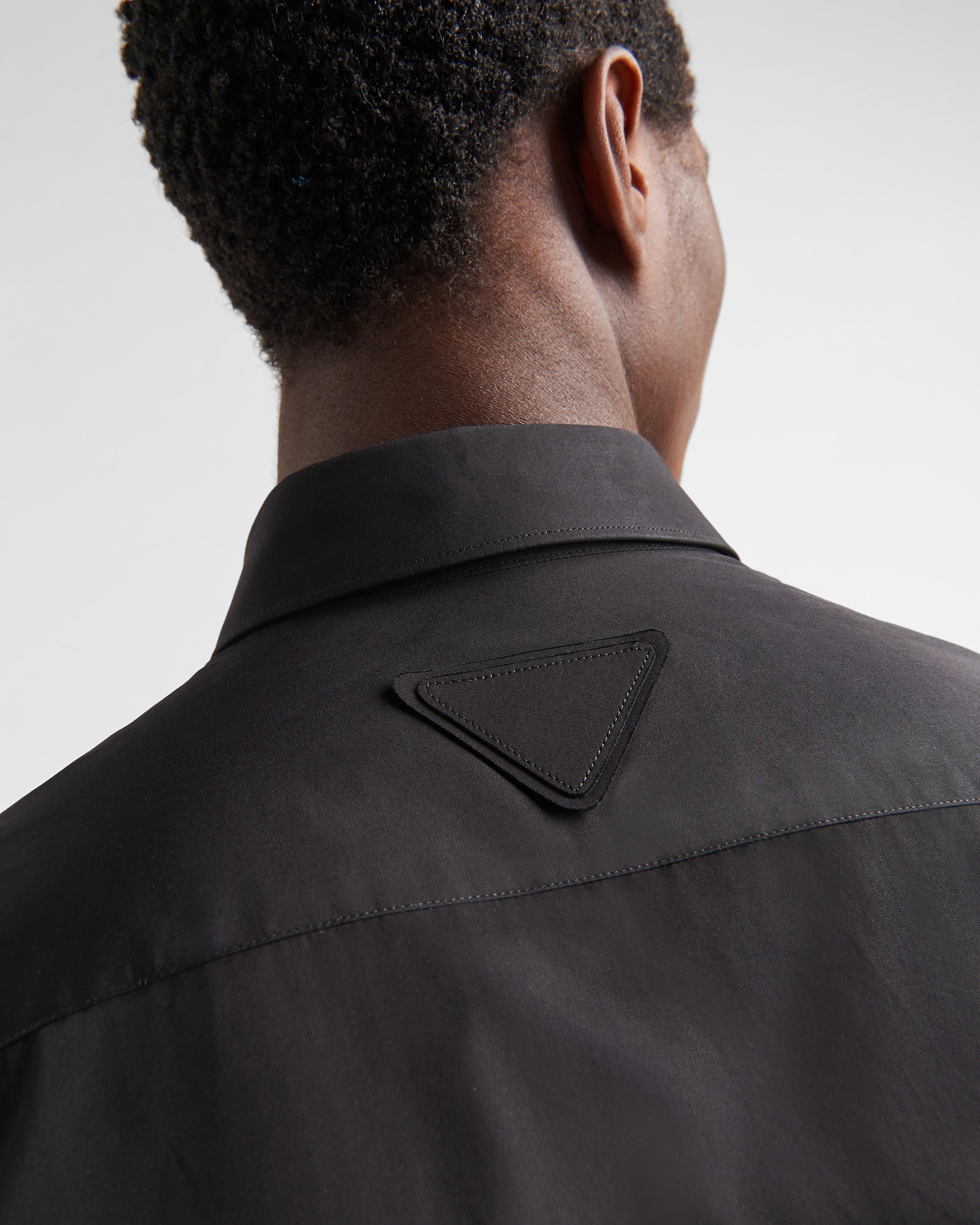 Prada Classic Cotton Poplin Slim-fit Shirt In Black