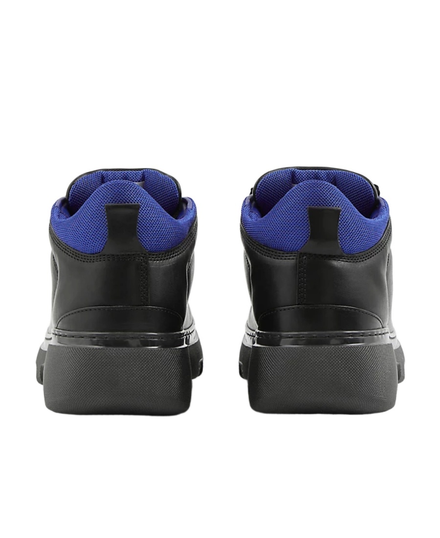 Burberry Leather Solid Color Hiking Booties In Black