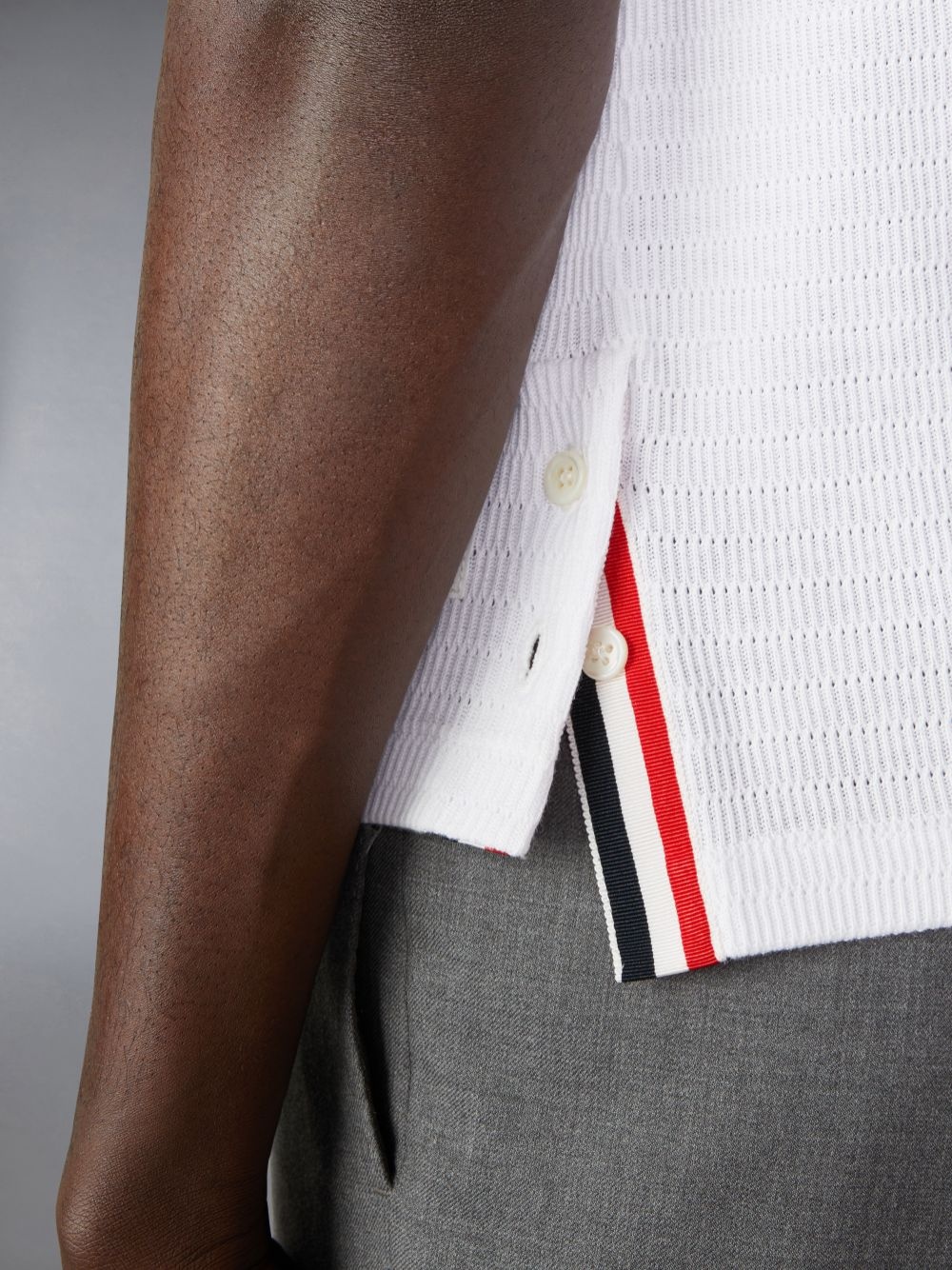 Thom Browne Rwb-stripe Cotton Pocket T-shirt White