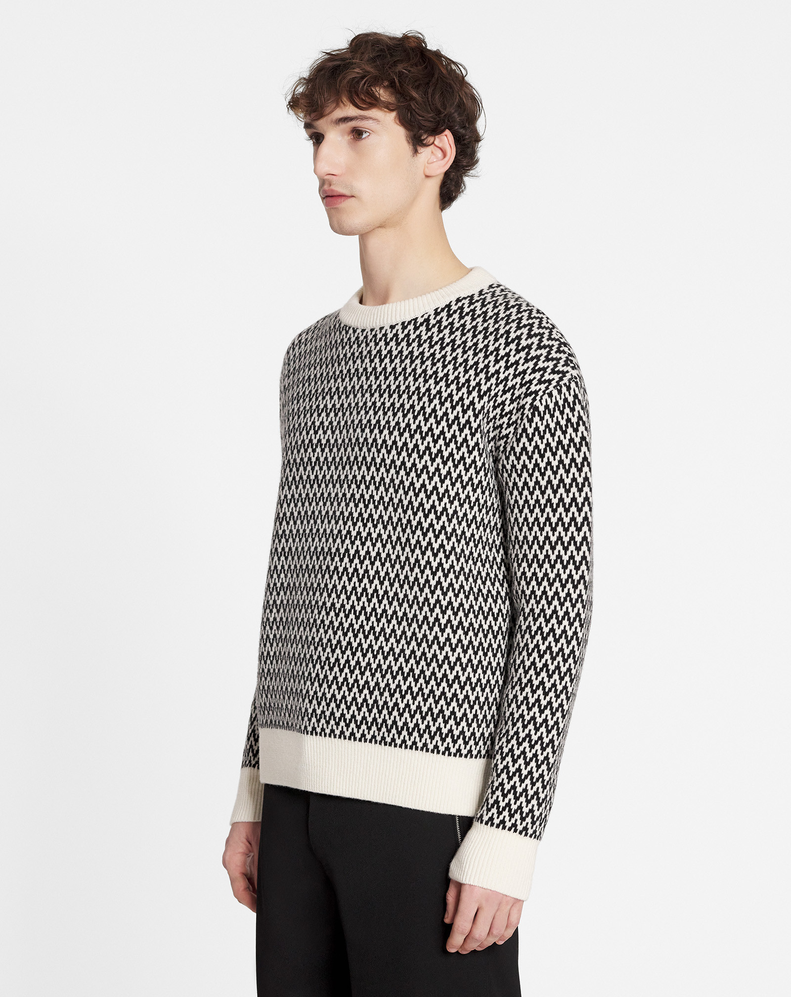 Lanvin Chevron-motif Jumper In Black