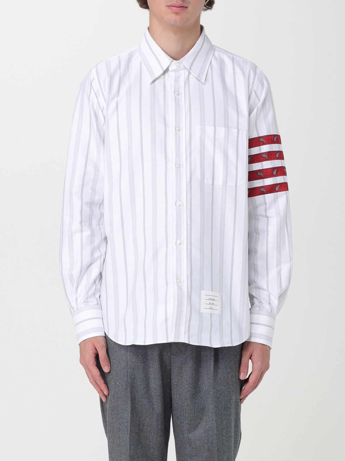 THOM BROWNE 4-BAR STRIPED SHIRT