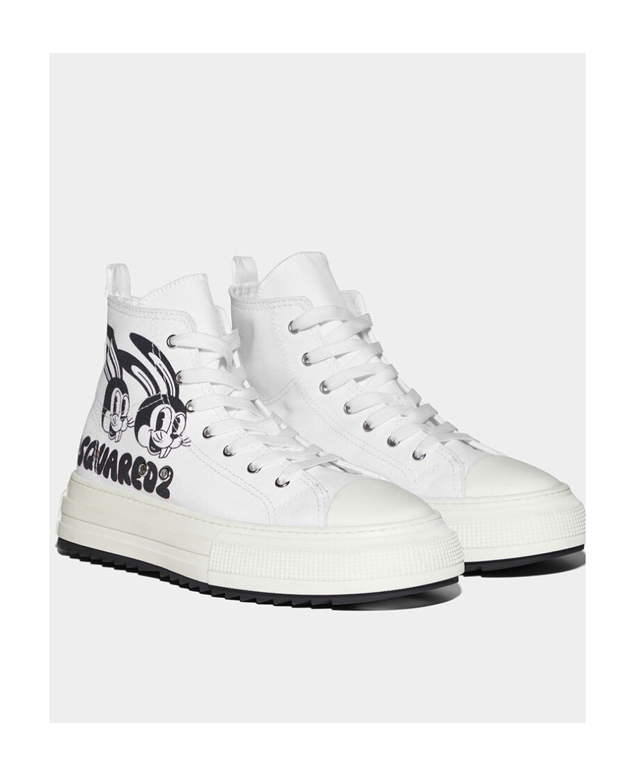 Shop Dsquared2 Logo-print High-top Sneakers In White