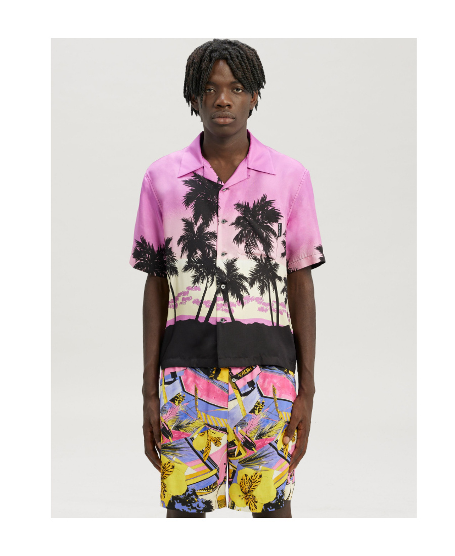 Palm Angels Palm Sunset Printed Buttoned Shirt In Pink