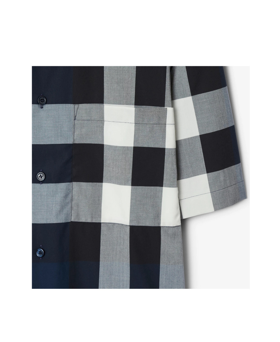 Burberry Short-sleeve Check Stretch Cotton Poplin Shirt In Black