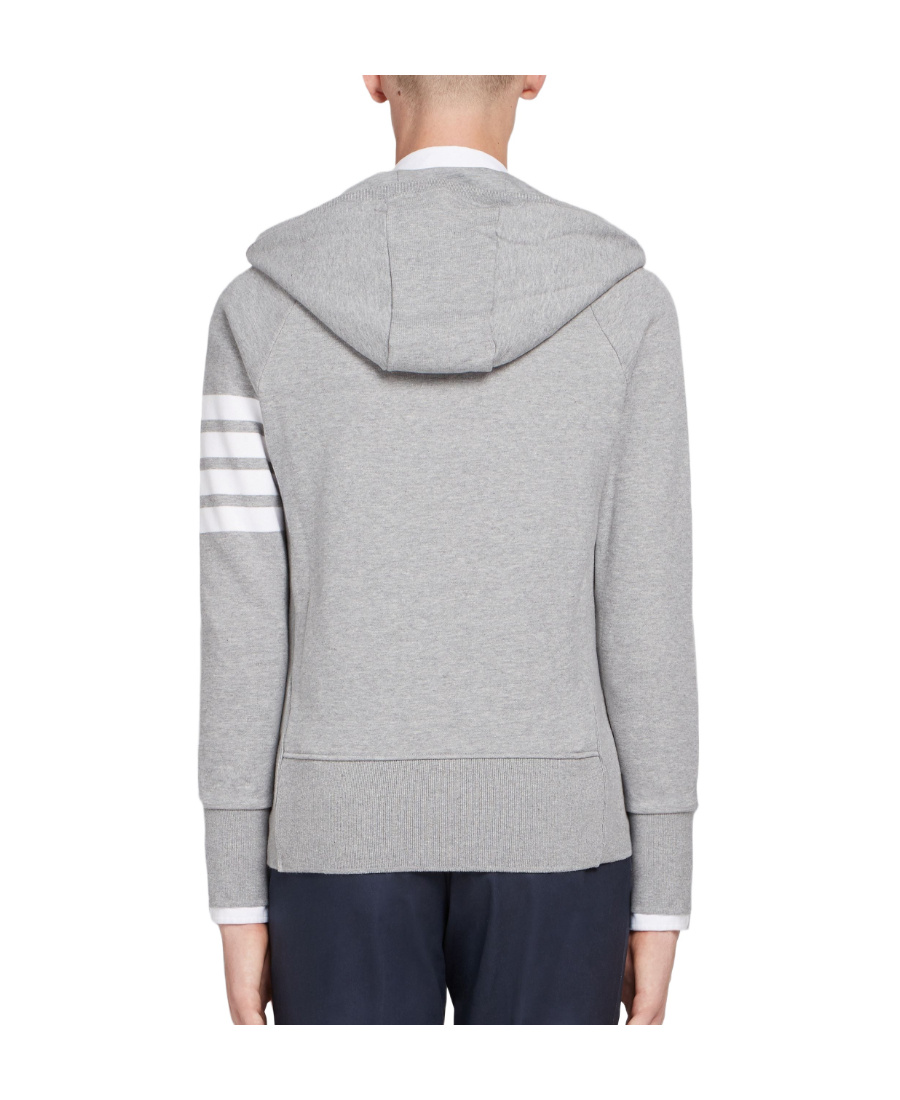 Thom Browne 4-bar Raglan-sleeve Waffle Stitch Hoodie In Gray