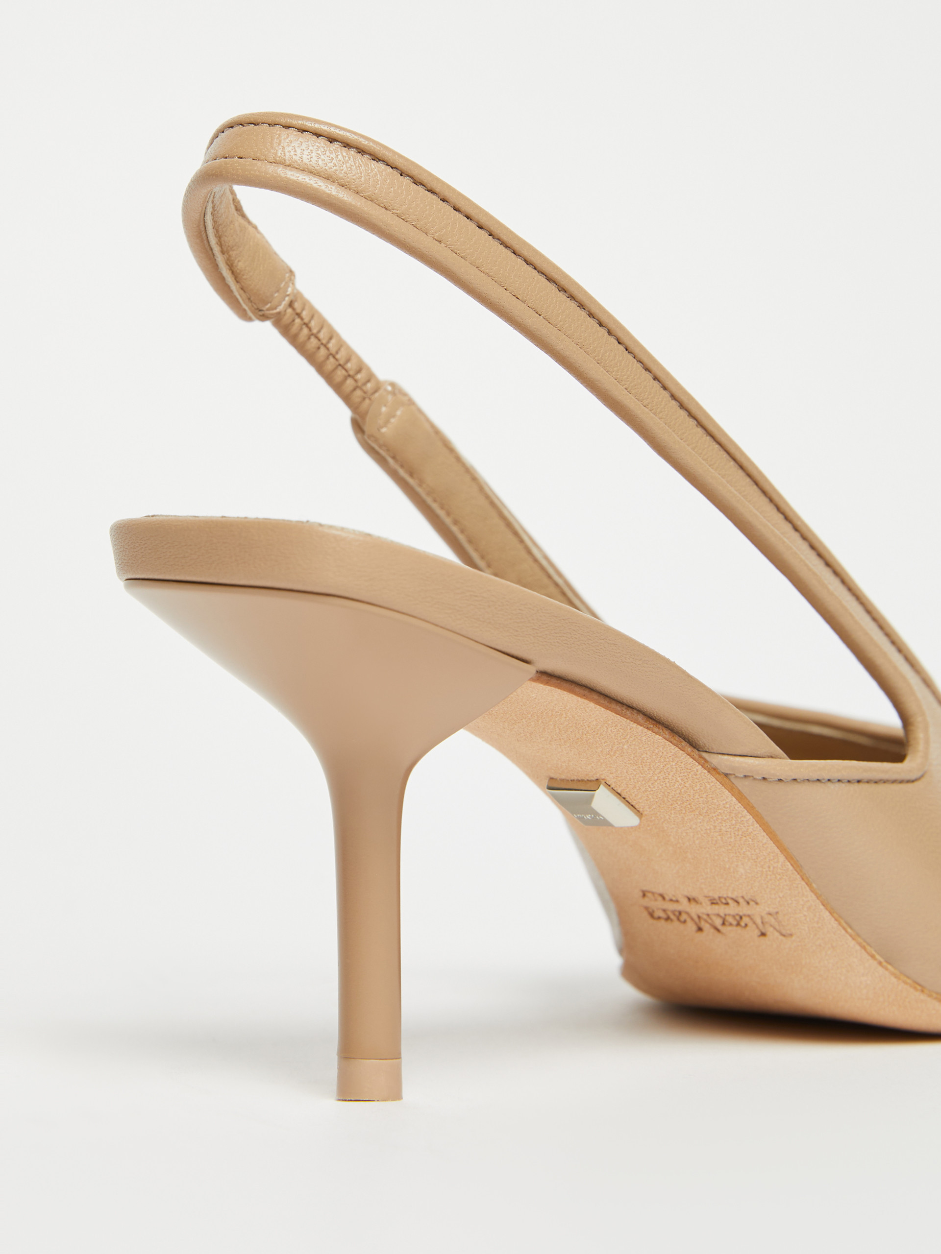 Max Mara Nappa Leather Slingbacks In Neutral