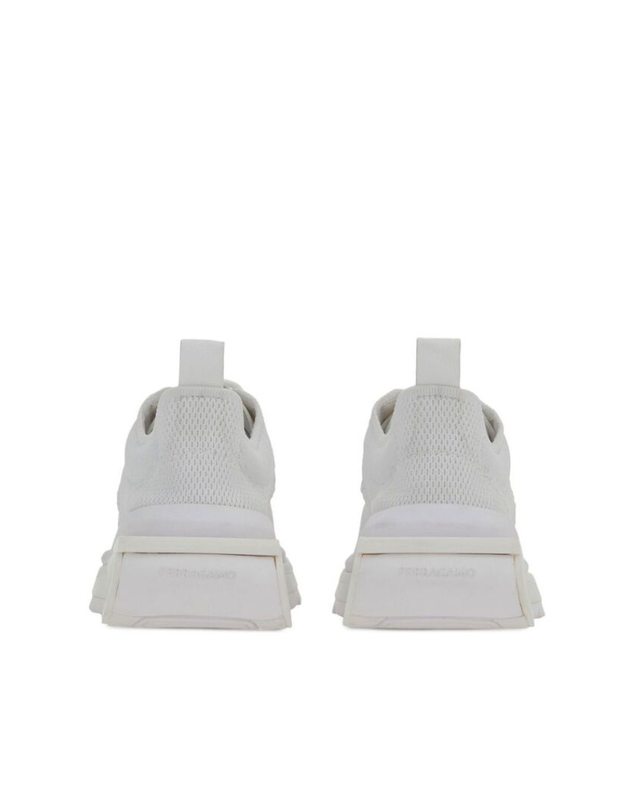 Ferragamo Men Nylon Sneakers With Iconic Gancini Sole In Gray