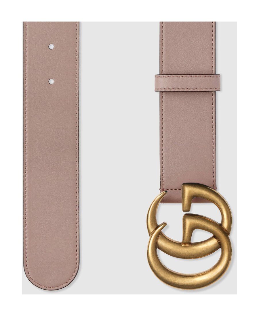 Gucci Leather Belt With Double G Buckle In Pink