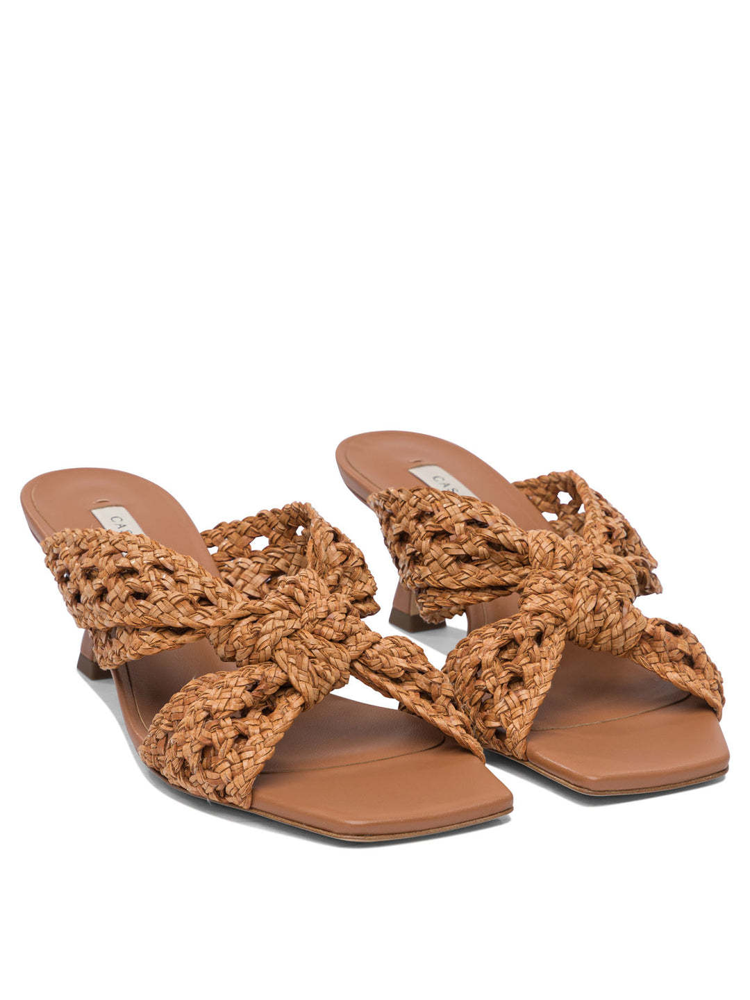Casadei Square-toe Interwoven Sandals In Brown