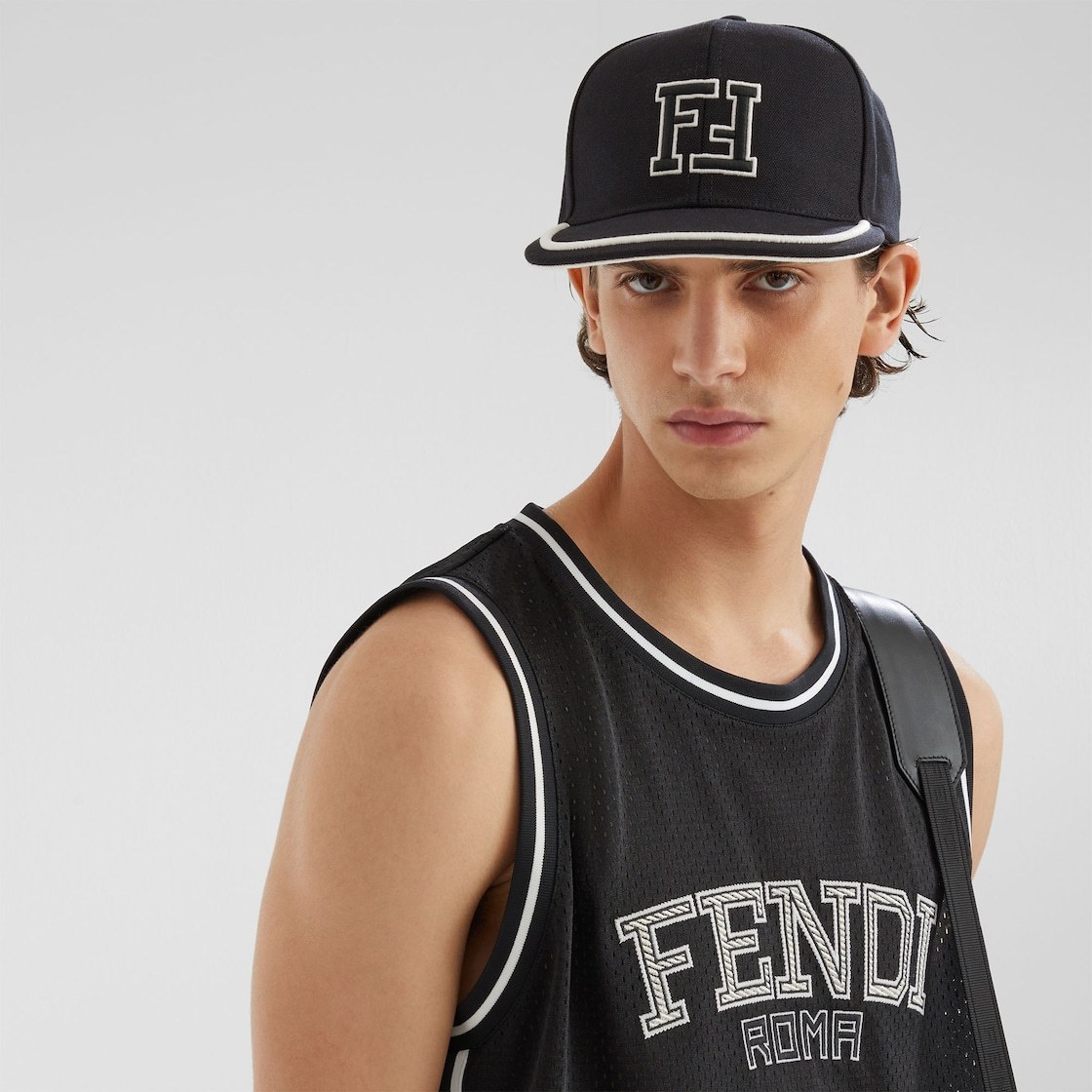 Fendi Ff-logo Embroidery Cotton Baseball Cap In Black