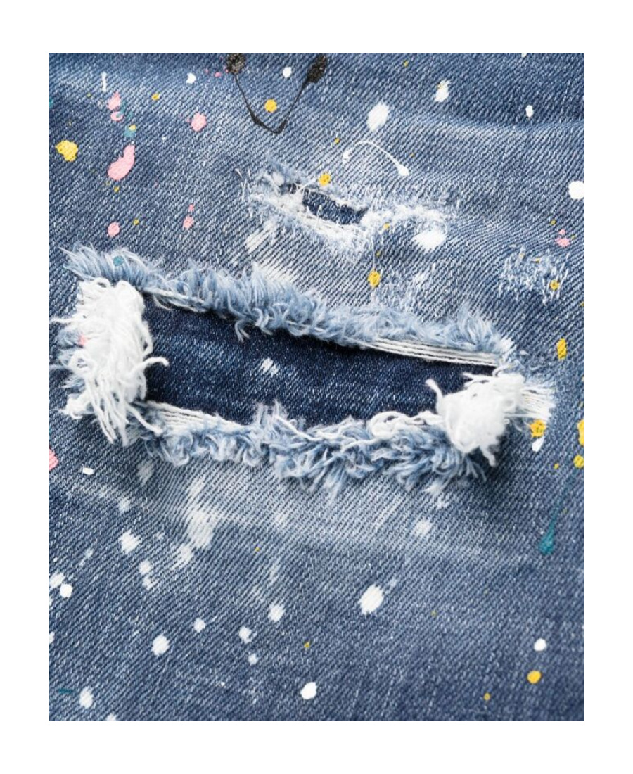 Dsquared2 Paint-splatter Distressed Slim-fit Jeans In Blue