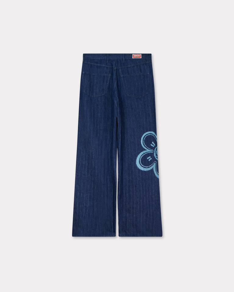 Kenzo ' X Futura 2000' Turn Up Wide Fit Jeans In Japanese Denim In Blue