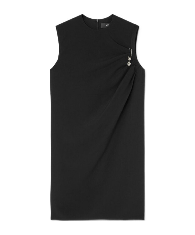 Versace Mini Dress In Satin With Safety Pin Dresses Black