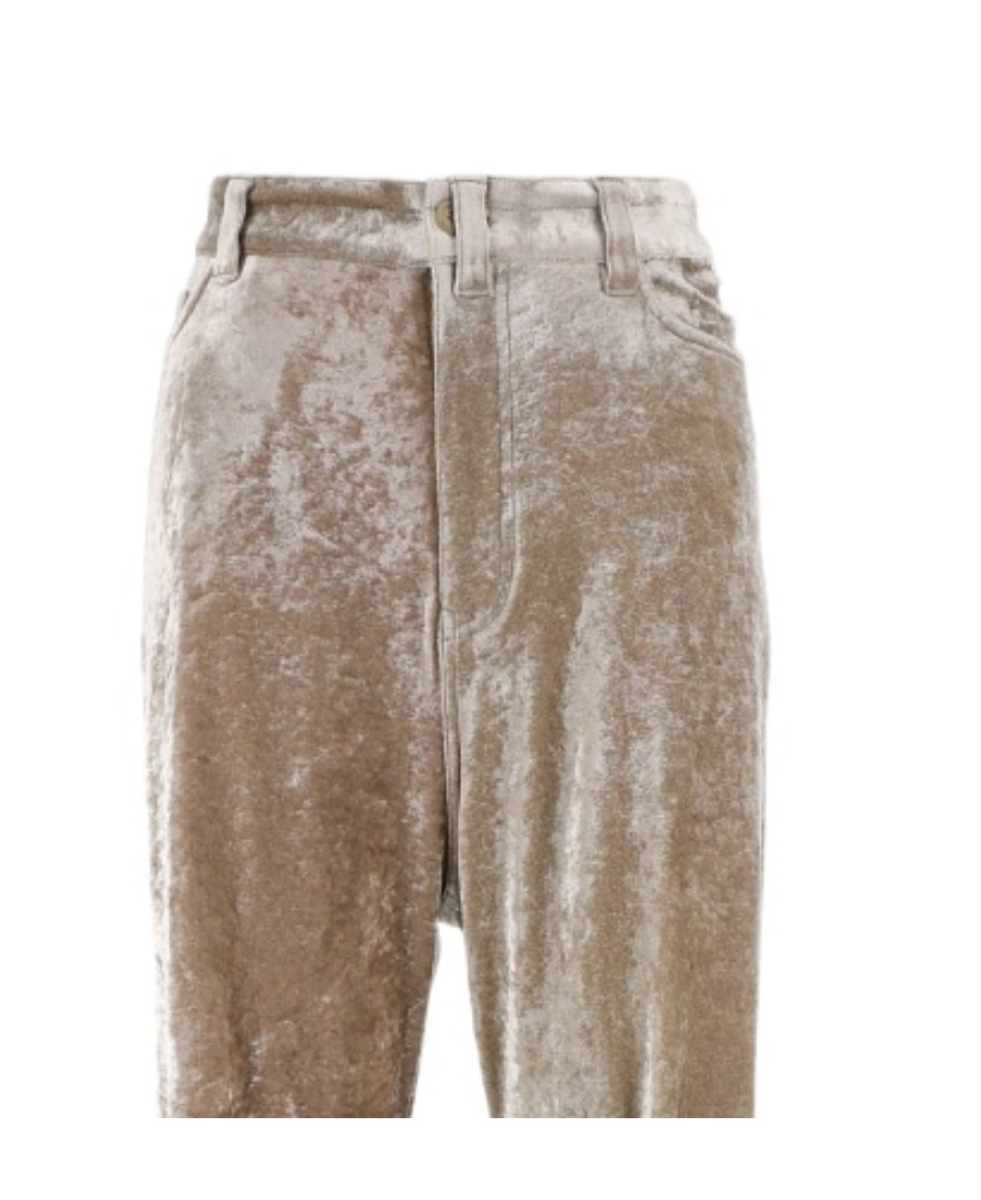 Balenciaga Velvet Wide Leg Trousers In Nude