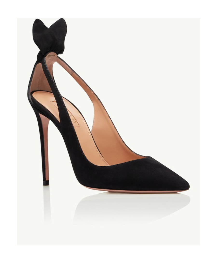 Aquazzura Bow Tie 105mm Leather Pumps In Black