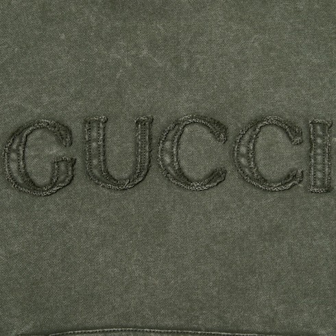 Gucci Embroidered Cotton Jersey Hooded Sweatshirt In Green