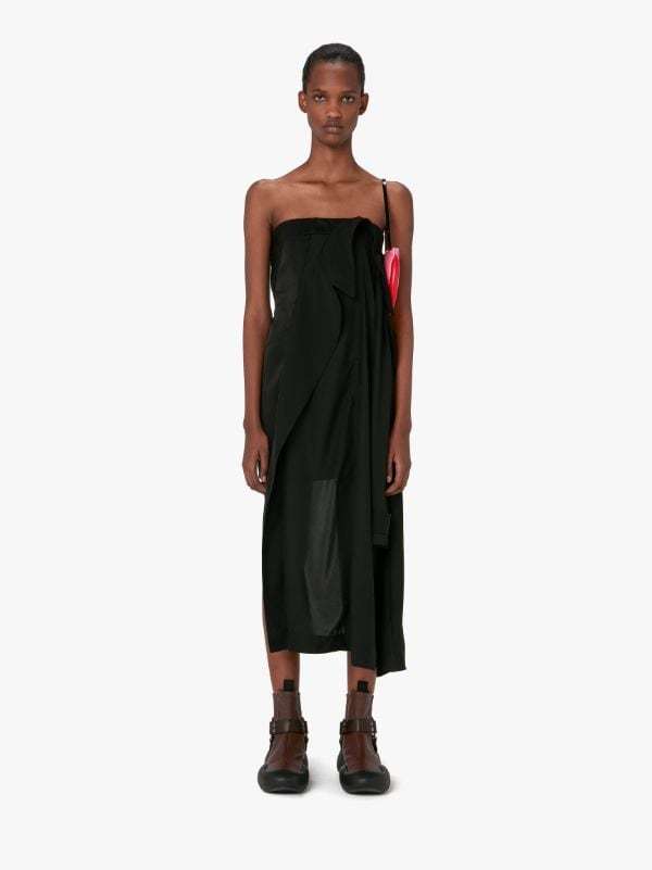 Jw Anderson Deconstructed-coat Strapless Minidress In Black