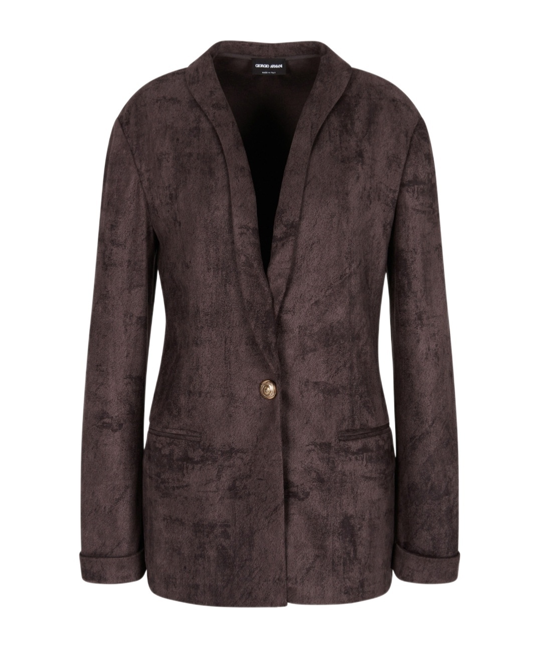 Giorgio Armani Single-breasted Jacket In Alcantara-effect Jersey In Brown