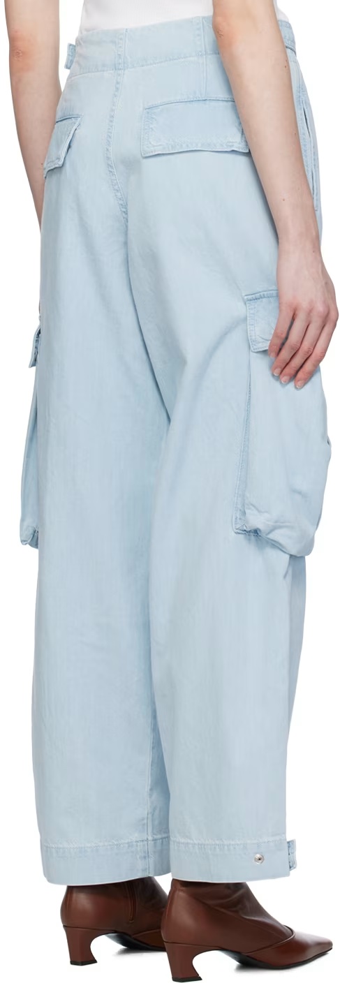 Frame Wide-leg Cargo Side Pocket Jeans In Blue