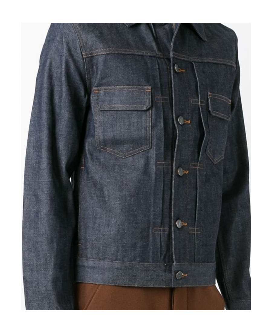 Apc Navy Veste Work Denim Jacket In Black
