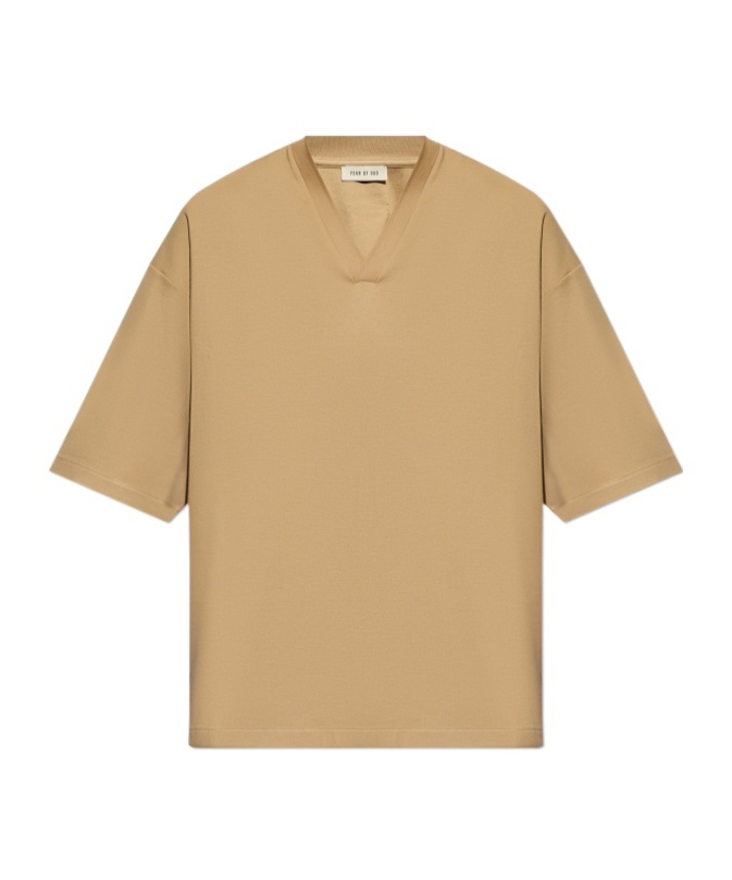 Fear Of God V-neck Drop-shoulder T-shirt In Nude