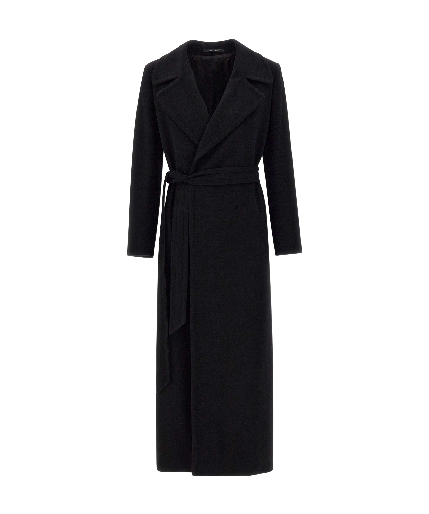 Tagliatore Virgin Wool Blend Belted Midi Coat In Black