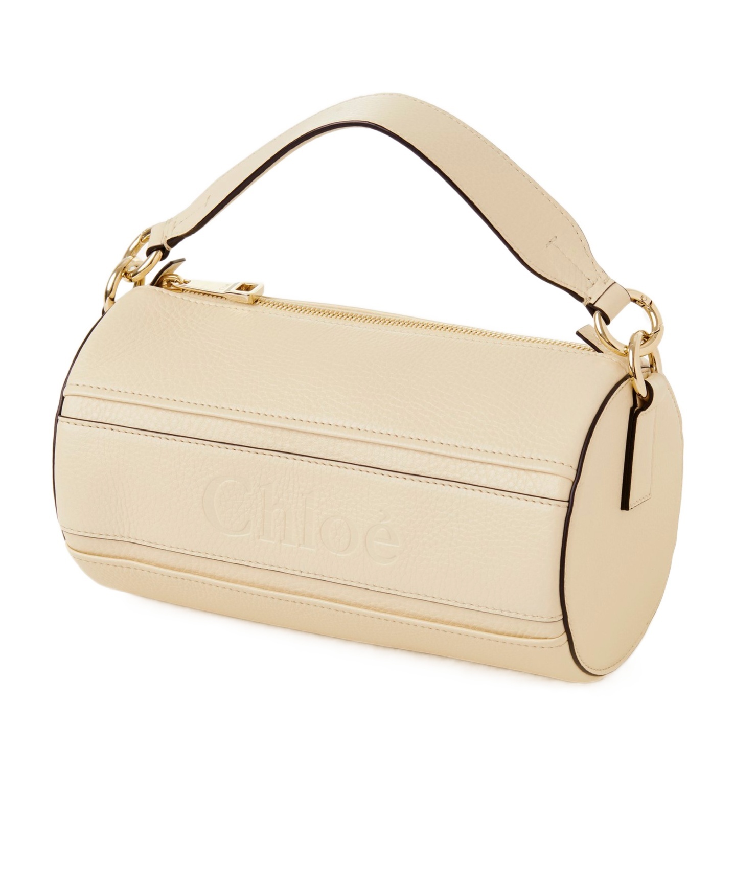 Chloé Chloe Woody Tube Shoulder Bag In Grained Calfskin In Neutral