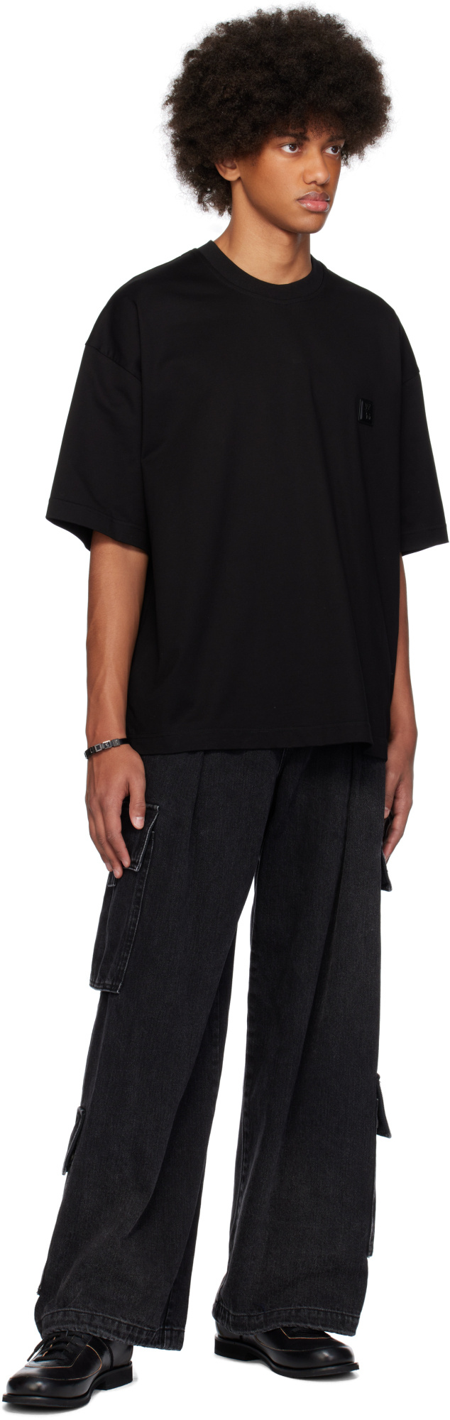 Wooyoungmi Black T-shirt With Maxi Print On The Back In Black