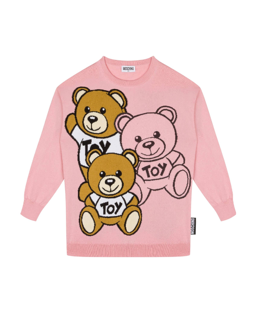 Moschino Baby Teddy Bear Cotton Jersey T-shirt In Pink