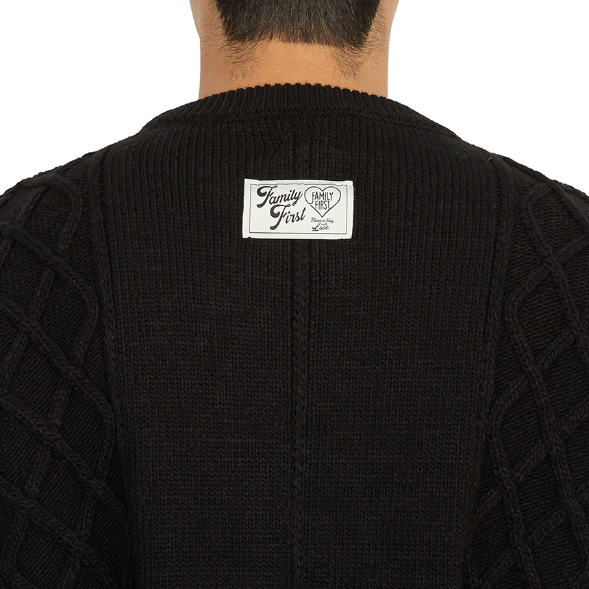 Family First Round Neck Long-sleeved Sweater In Black