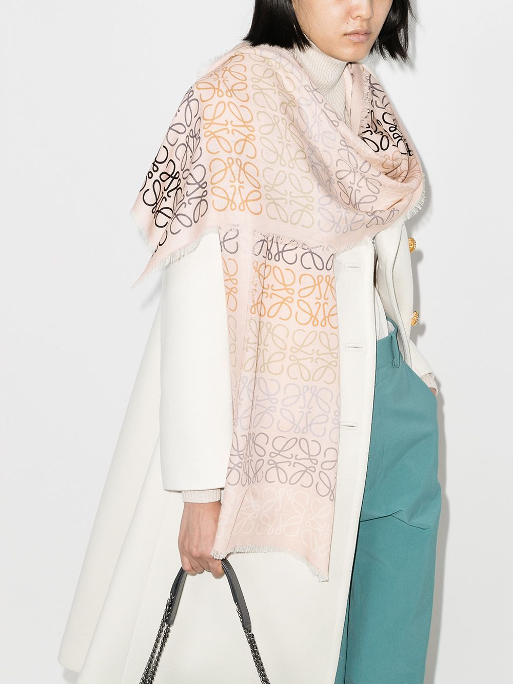 LOEWE ANAGRAM LINES SCARF IN WOOL, SILK AND CASHMERE