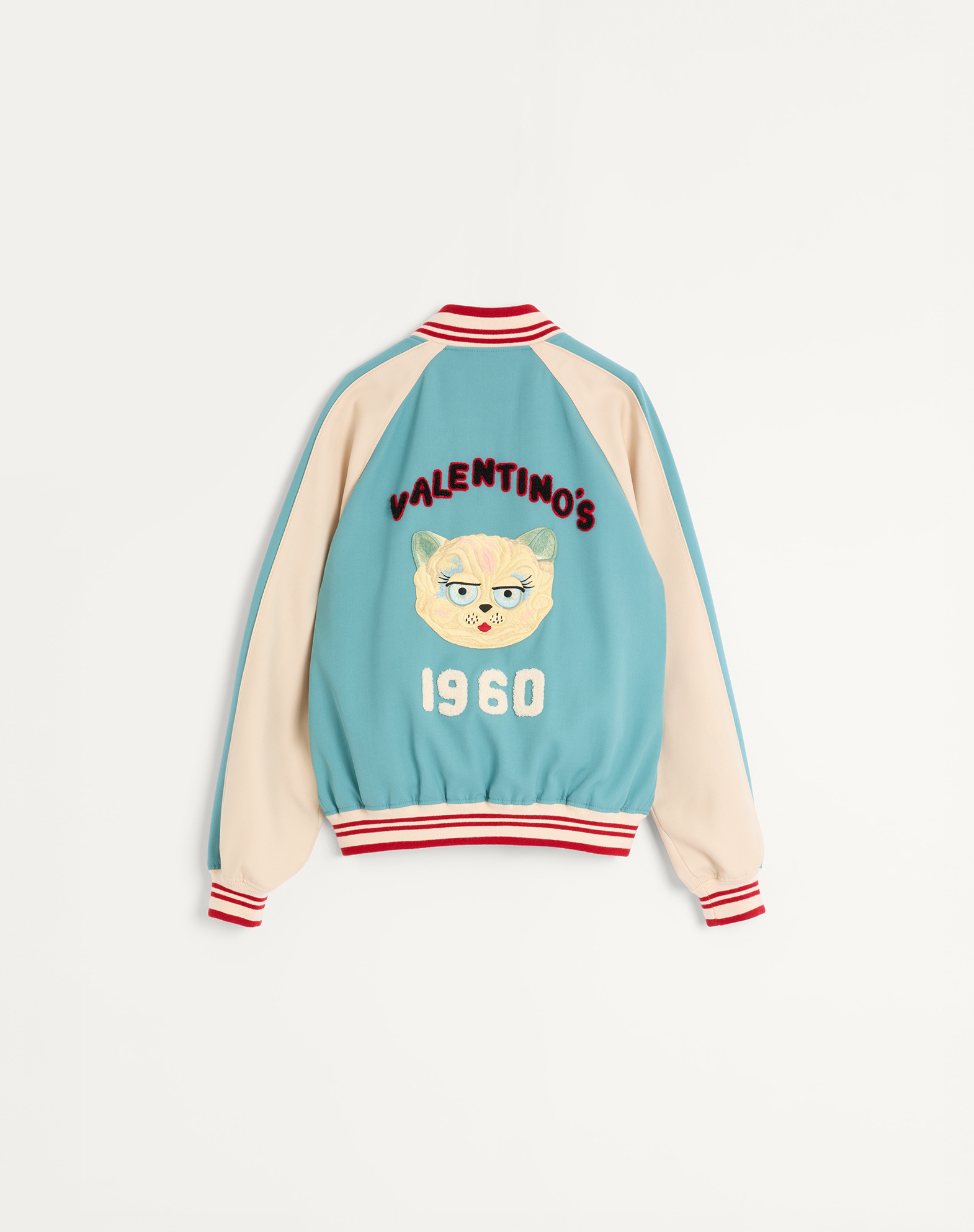 Valentino Le Chat De La Maison Wool Bomber Jacket In Blue