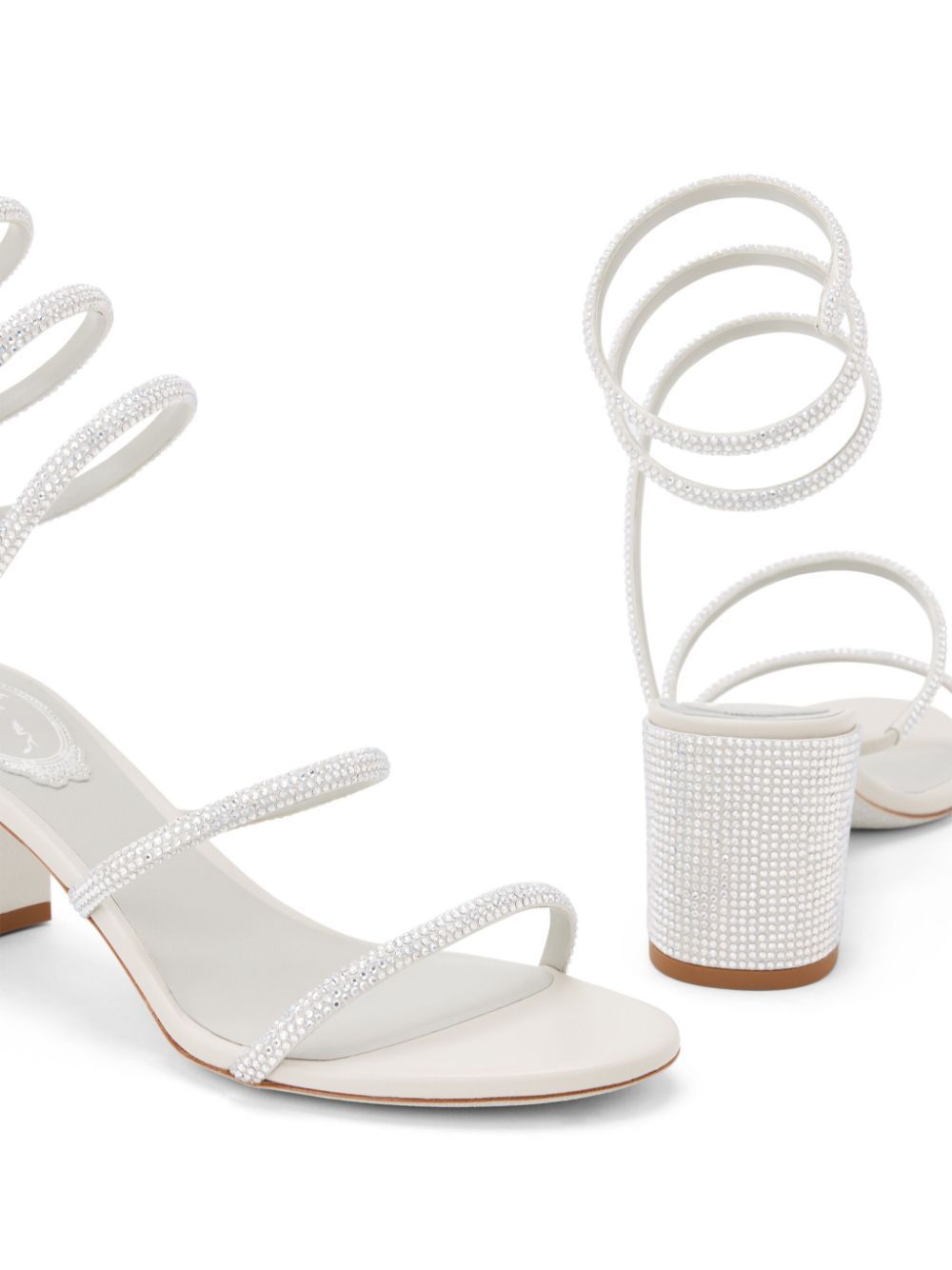 René Caovilla Cleo 60mm Leather Sandals In White