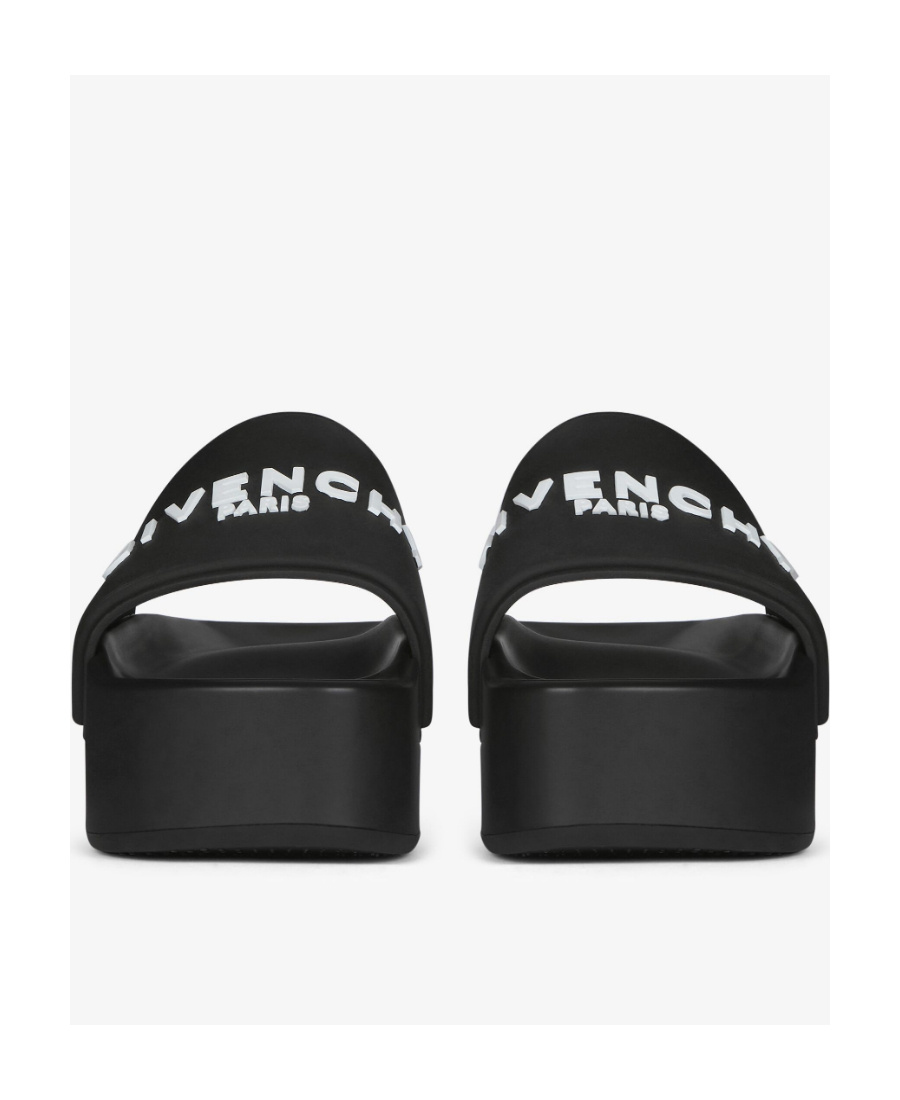 Givenchy Logo-embellished Flatform Slides In Black