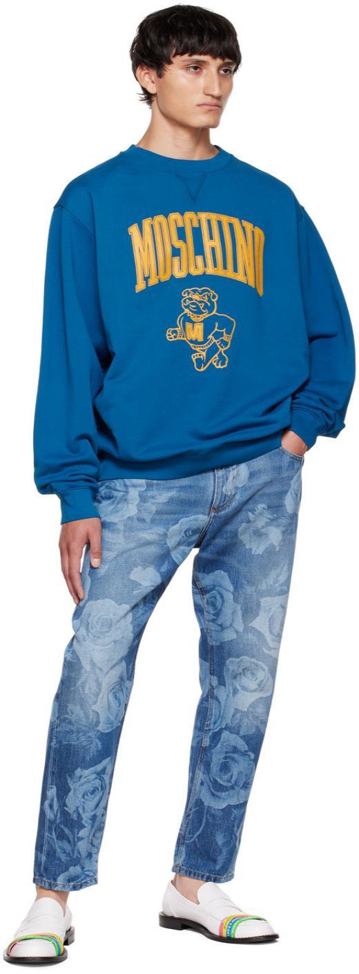 Moschino Blue Varsity Sweatshirt In Blue