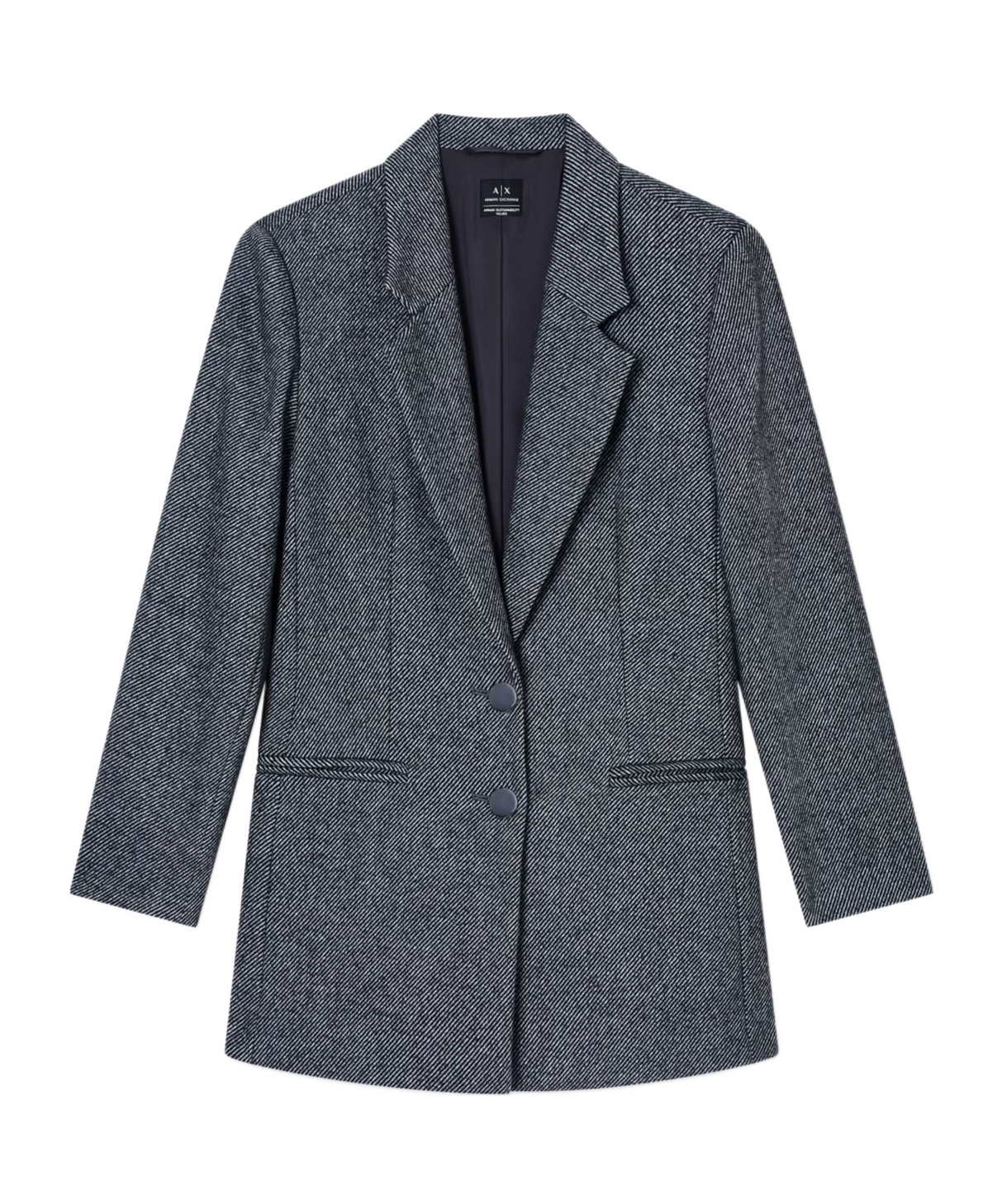 Armani Exchange Double Breasted Blazer In Gray
