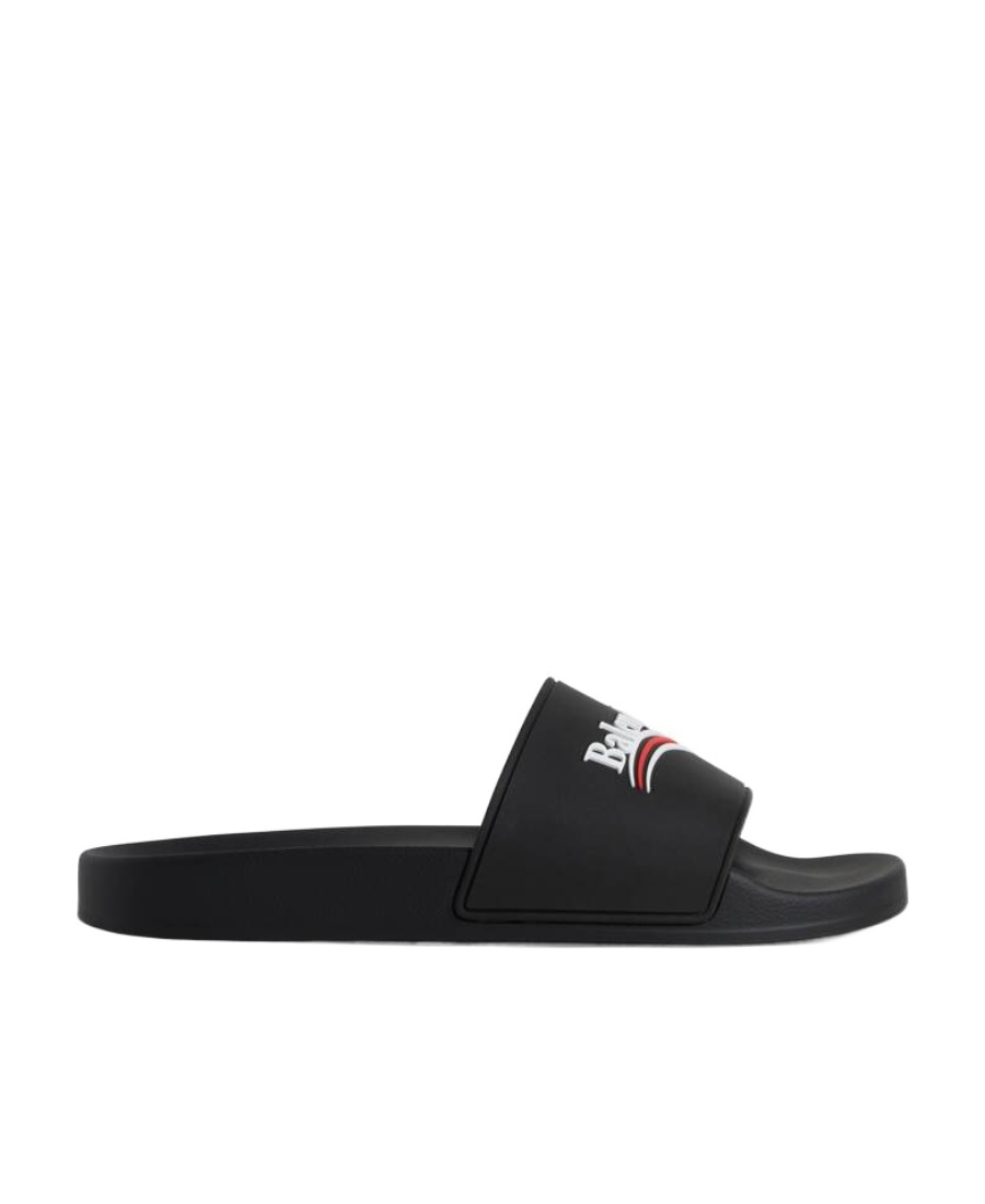 Balenciaga Political Campaign Pool Slides In Black