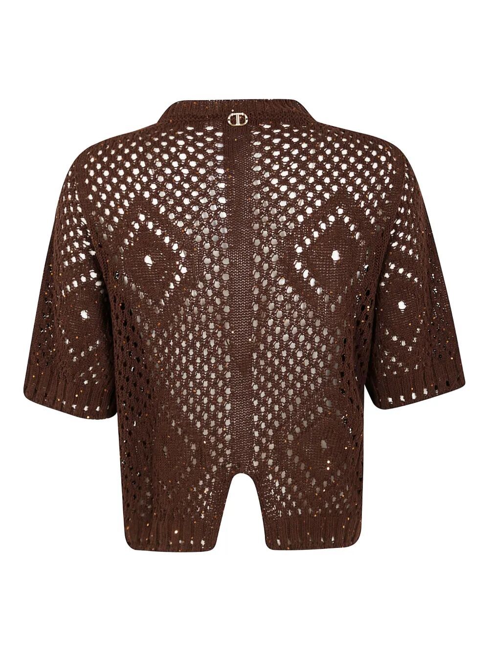 Shop Twinset Open-knit Short-sleeve Top