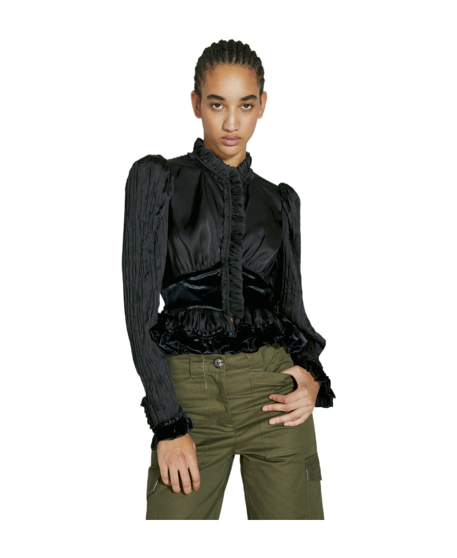 Rabanne Ruffle Panel Construction Top In Black