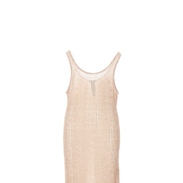 Emporio Armani Ribbed Maxi Dress In Nude