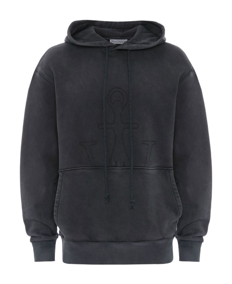 Jw Anderson Embroidered-logo Hoodie In Black