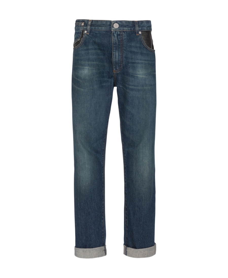 Balmain Vintage Logo-patch Straight-leg Jeans In Blue