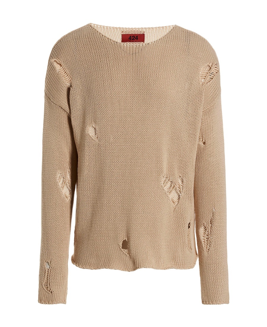 424 Torn Sweater In Nude