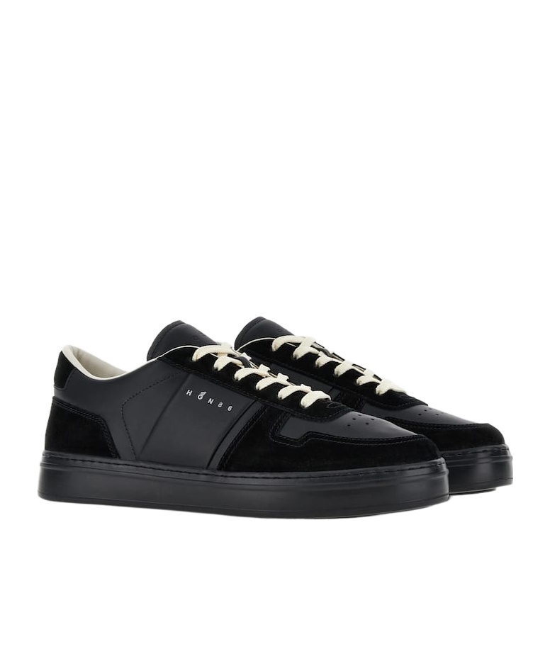 Hogan H-tv Smooth And Suede Leather Sneakers In Black