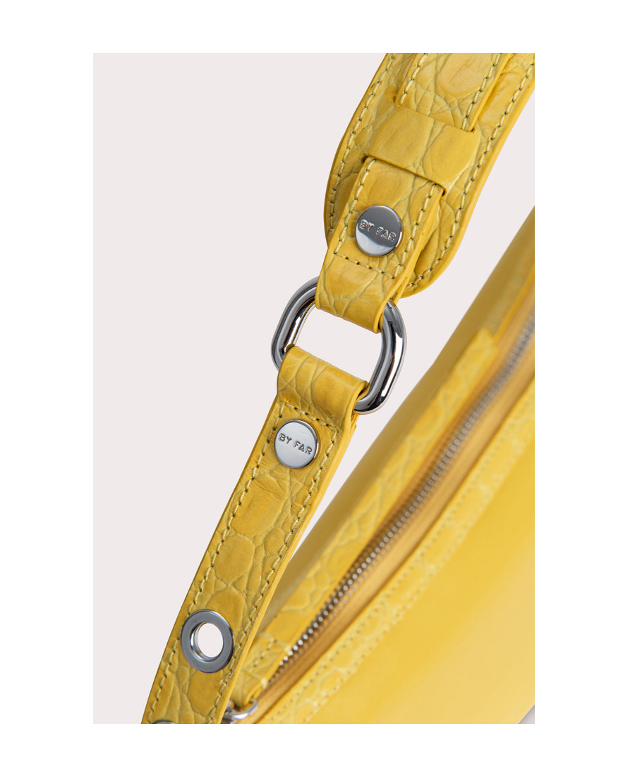 By Far Gib Crocodile-embossed Shoulder Bag In Yellow