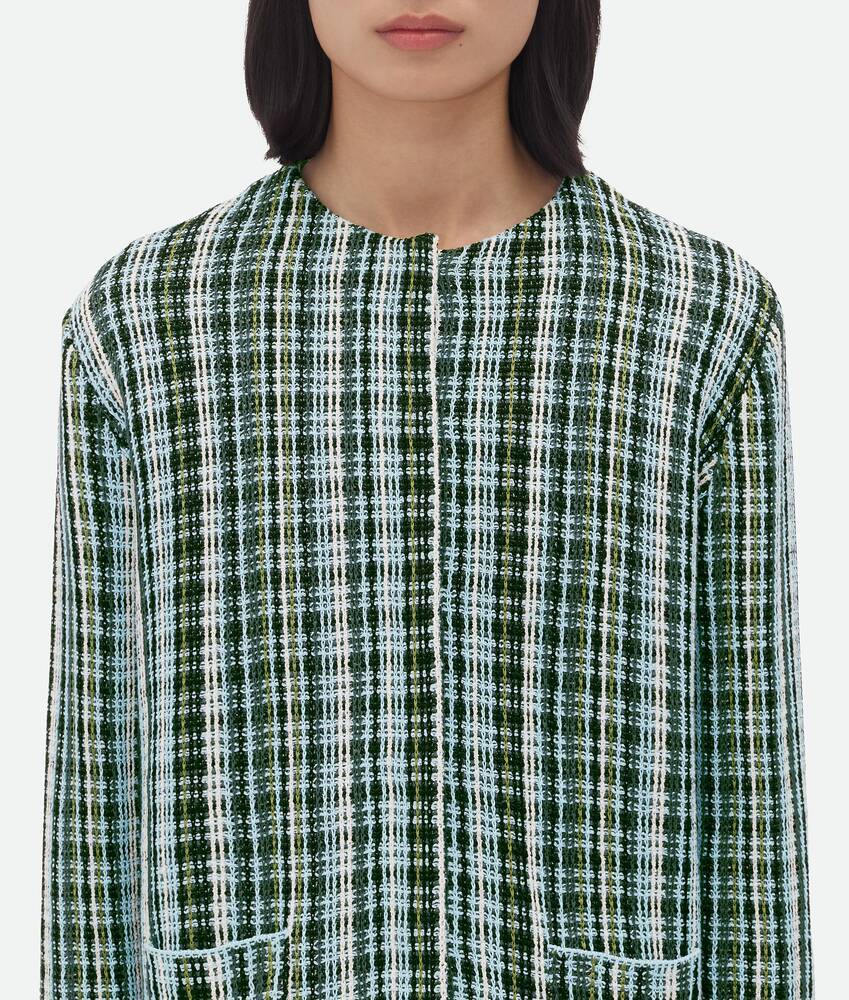 Bottega Veneta Plaid Long-sleeved Casual Jacket In Gray
