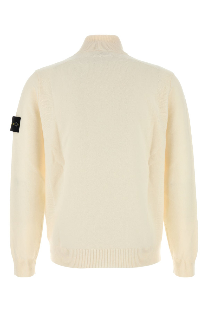 Stone Island Off White Logo Patch Sweater In White