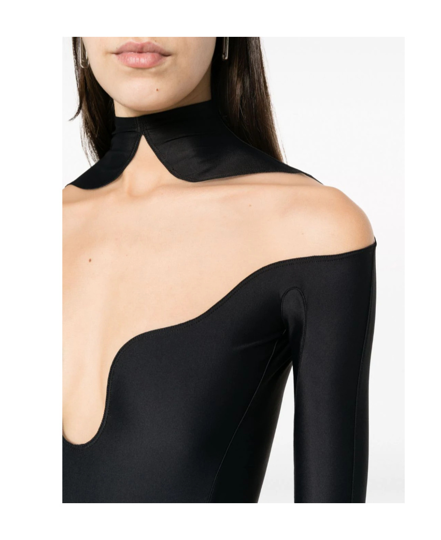 Mugler Long-sleeved Jumpsuit In Black