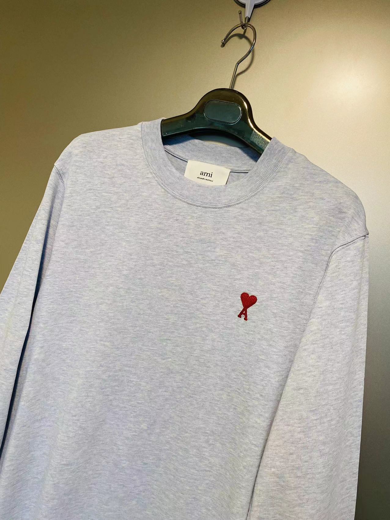 Ami Alexandre Mattiussi Logo Long-sleeved T-shirt In Gray