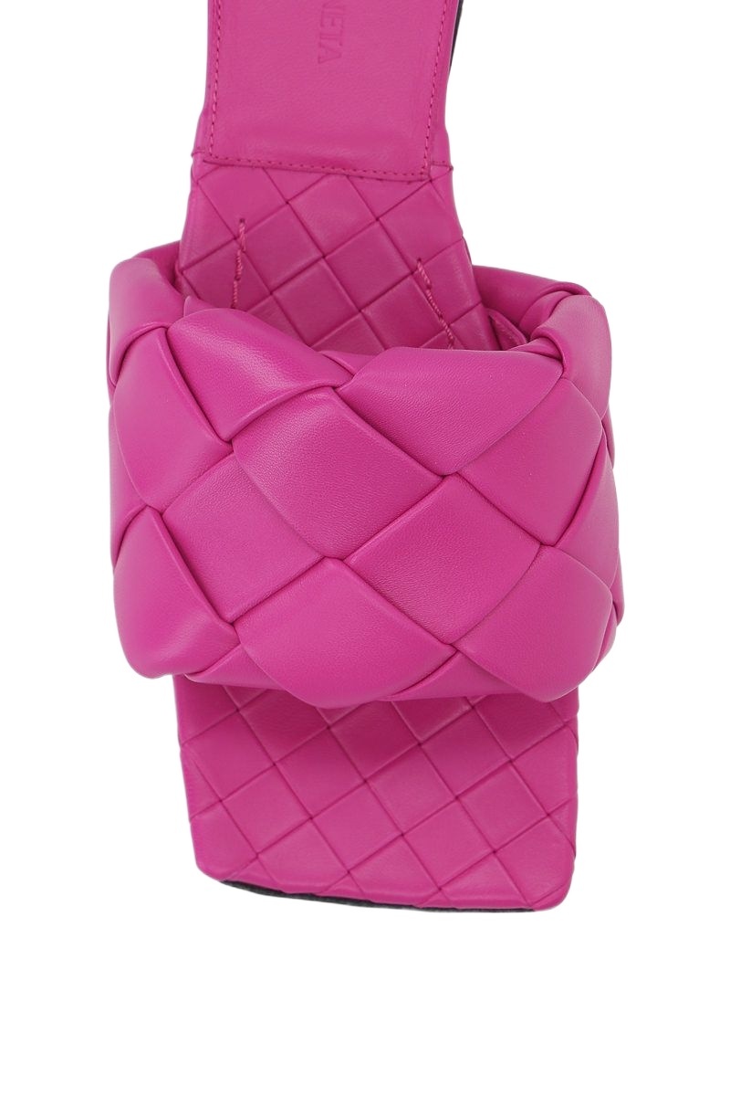 Shop Bottega Veneta Intrecciato Square-toe Sandals In Pink